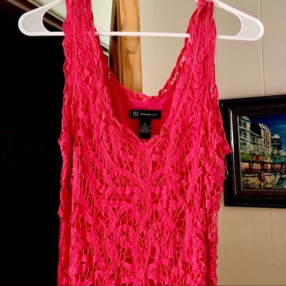 International Concepts (INC Macy’s) Peach Bodycon Lace Sheath Cotton Dress Sz 12 - Picture 13 of 13